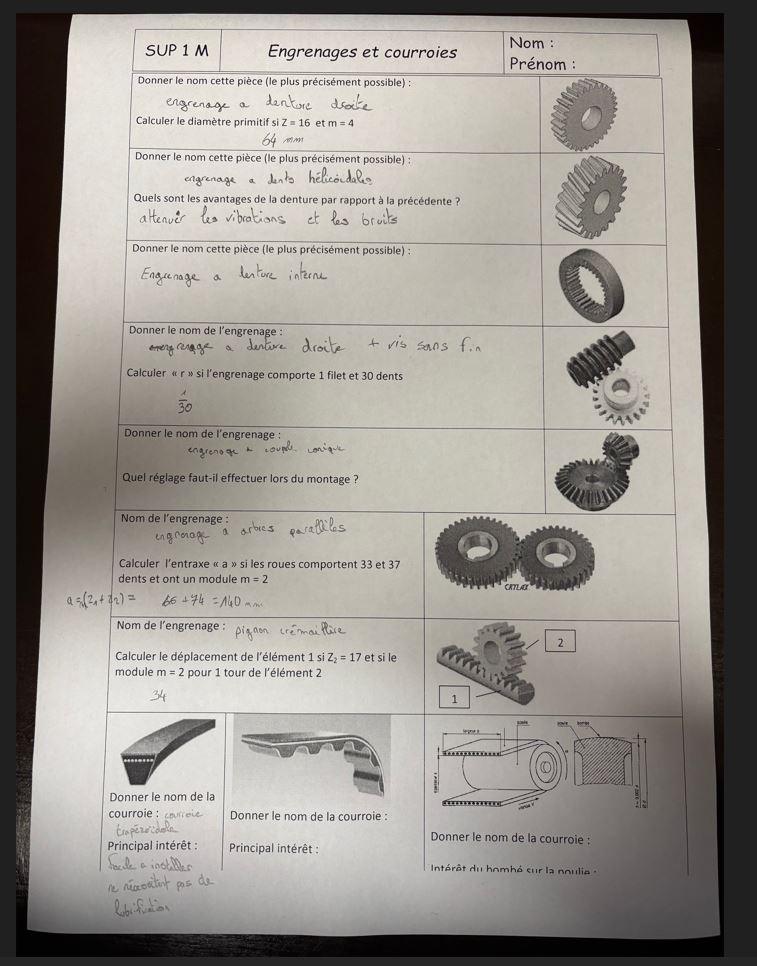 Engrenages et courroies